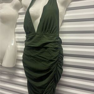 Elegant Green Halter Dress